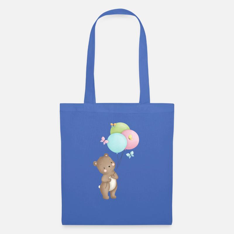 Bär mit Luftballons - Stoffbeutel - Hellblau