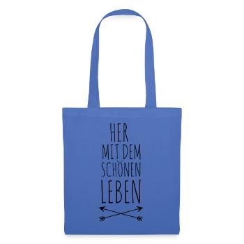 Je veux que ma vie (noir) - Sac en tissu - bleu pâle - Devant