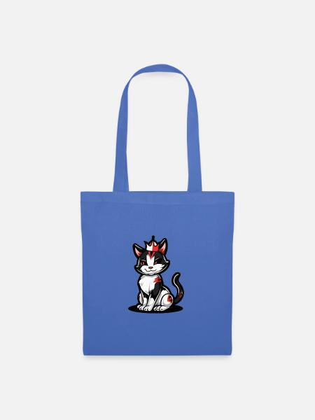 Katze Comic Krone - Stoffbeutel - Hellblau