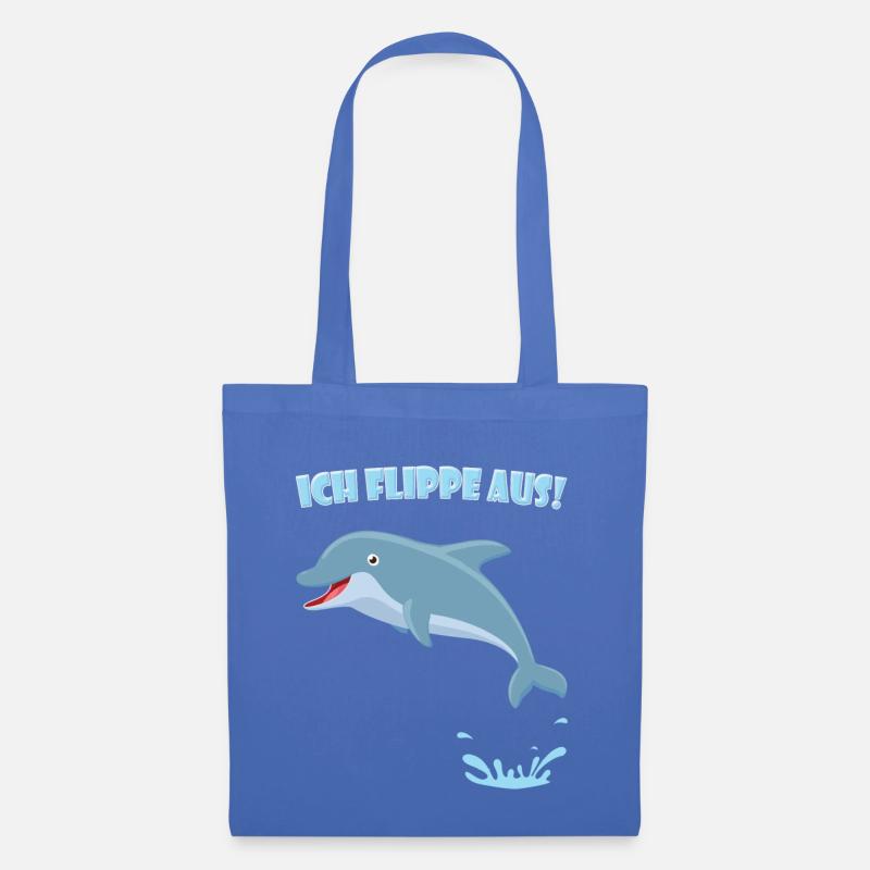 Delfin Spruch - Ich flippe aus (Geschenk) - Stoffbeutel - Hellblau