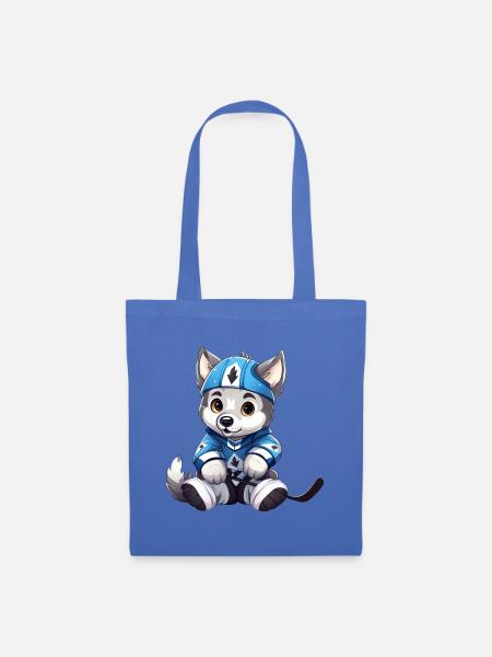 Husky spielt Eishockey, Sportliches Hunde-Design - Stoffbeutel - Hellblau