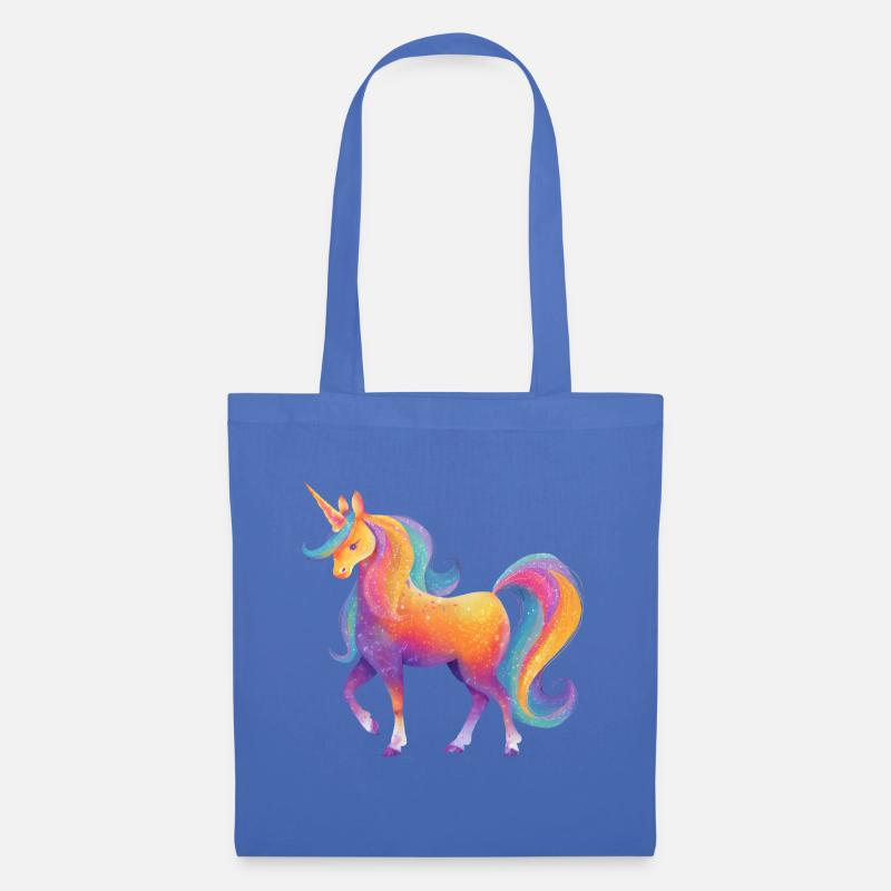 Glitzer Regenbogen Einhorn - Stoffbeutel - Hellblau