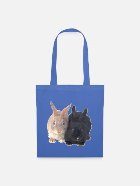Schwarz Braun Kaninchen - Stoffbeutel - Hellblau