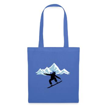 Snowboarders et montagnes avec neige - Sac en tissu - bleu pâle - Devant