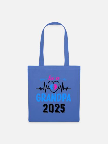 Werdender Opa 2025, Herzschlag, Opa 2025 - Stoffbeutel - Hellblau