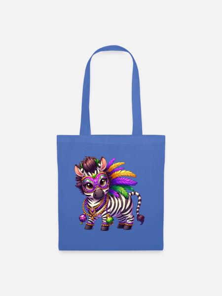 Mardi Gras Zebra Comic Süß - Stoffbeutel - Hellblau