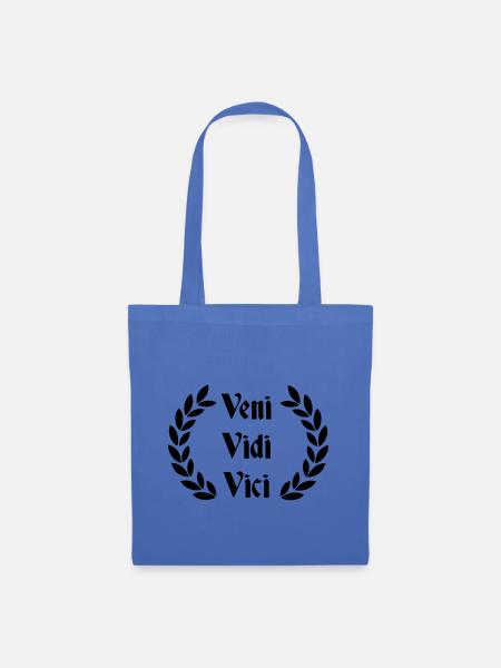 Veni Vidi Vici - lateinischer Spruch - Stoffbeutel - Hellblau