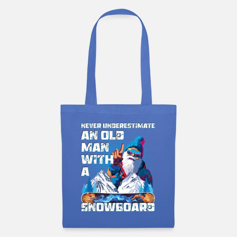 Never underestimate an old Man with a Snowboard - Stoffbeutel - Hellblau