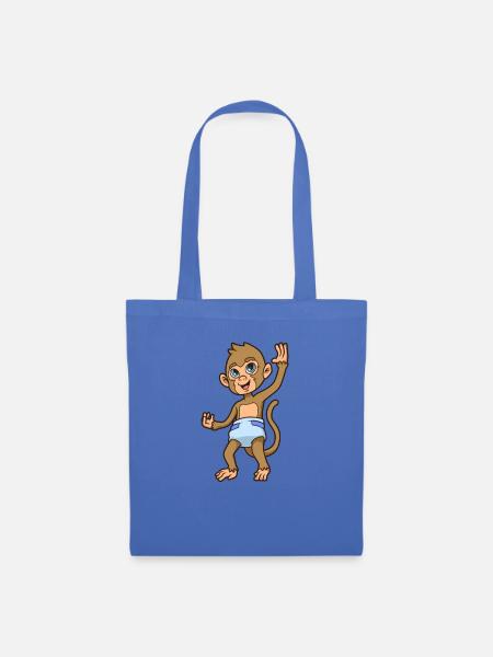 Kawaii Baby Äffchen - Stoffbeutel - Hellblau