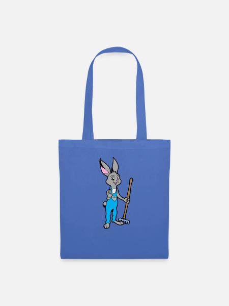 Gerne im Garten -Gärtner Hase - Stoffbeutel - Hellblau