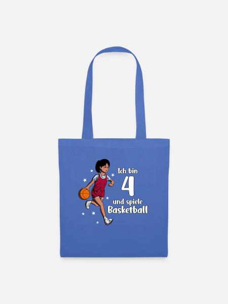 Mädchen spielt Basketball - Ich bin 4 Jahre - Stoffbeutel - Hellblau