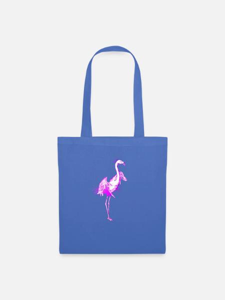Farbenfrohe Zeichnung eines Flamingo - Stoffbeutel - Hellblau