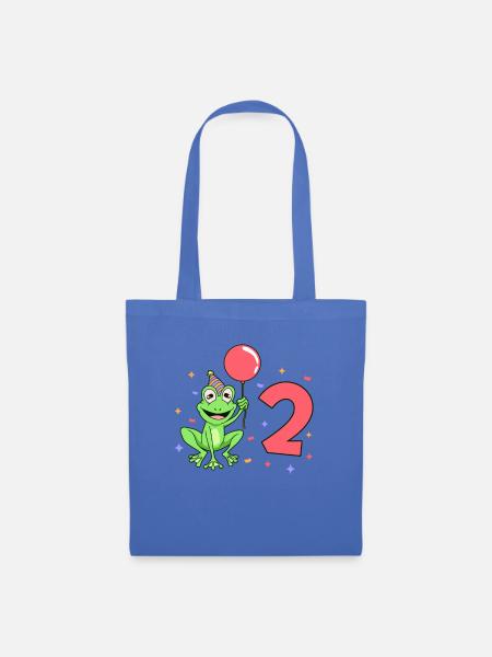 Mit Frosch - Kinder Geburtstag 2 Jahre - Stoffbeutel - Hellblau