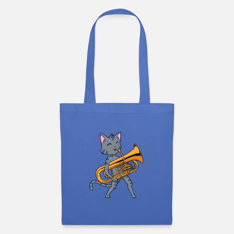 Cartoon Katze spielt Euphonium - Stoffbeutel - Hellblau