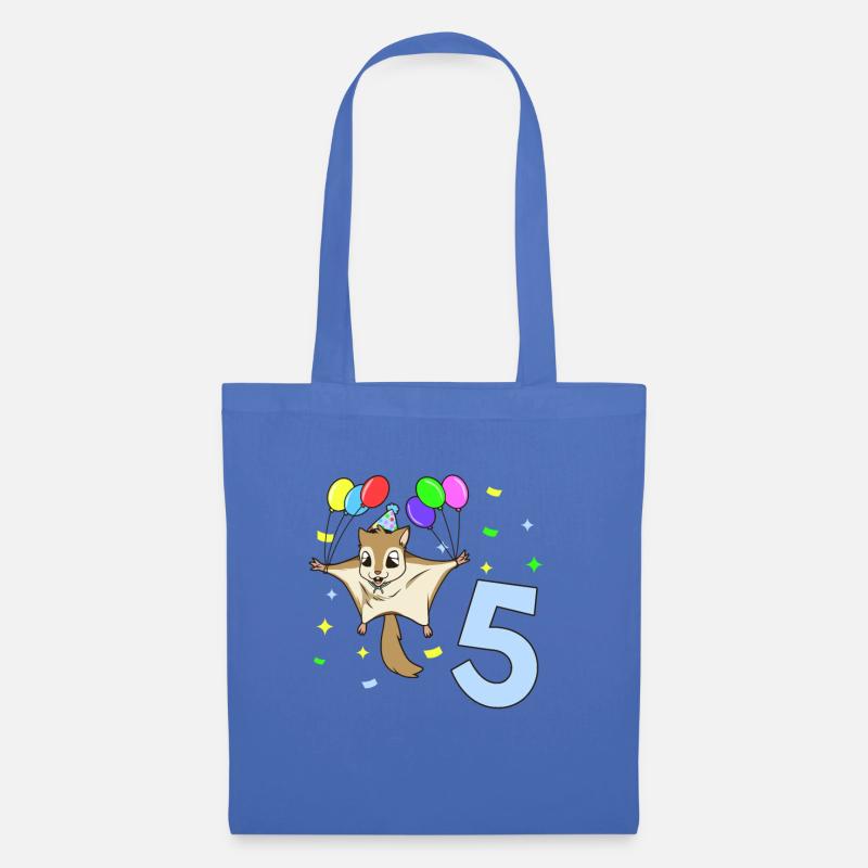 Mit Flughörnchen - Kinder Geburtstag 5 Jahre - Stoffbeutel - Hellblau