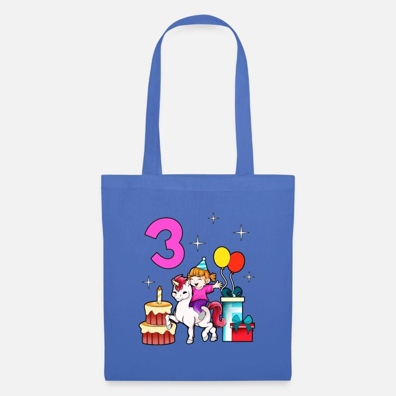 Mit Einhorn - Mädchen Geburtstag 3 Jahre - Stoffbeutel - Hellblau