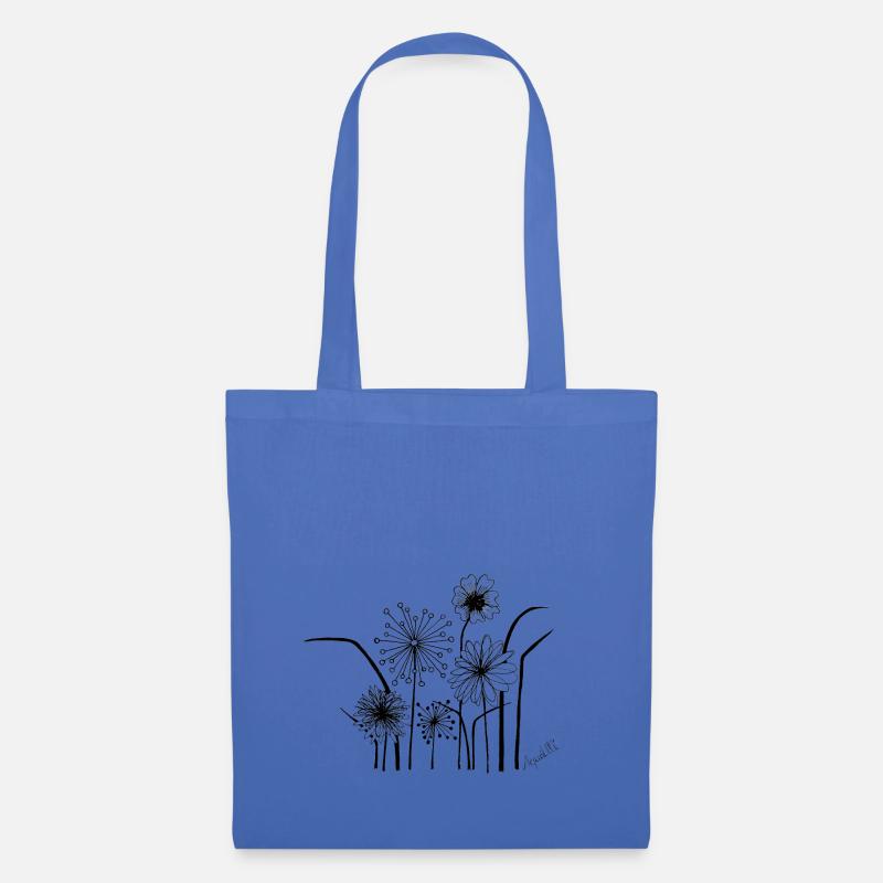 Black'n white Blumenwiese - Stoffbeutel - Hellblau