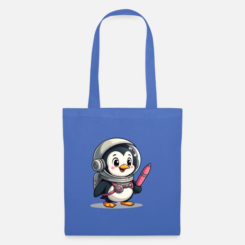 Galactic Waddle: Penguin Astronaut - Stoffbeutel - Hellblau