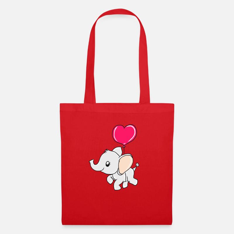 éléphant - Sac en tissu - rouge