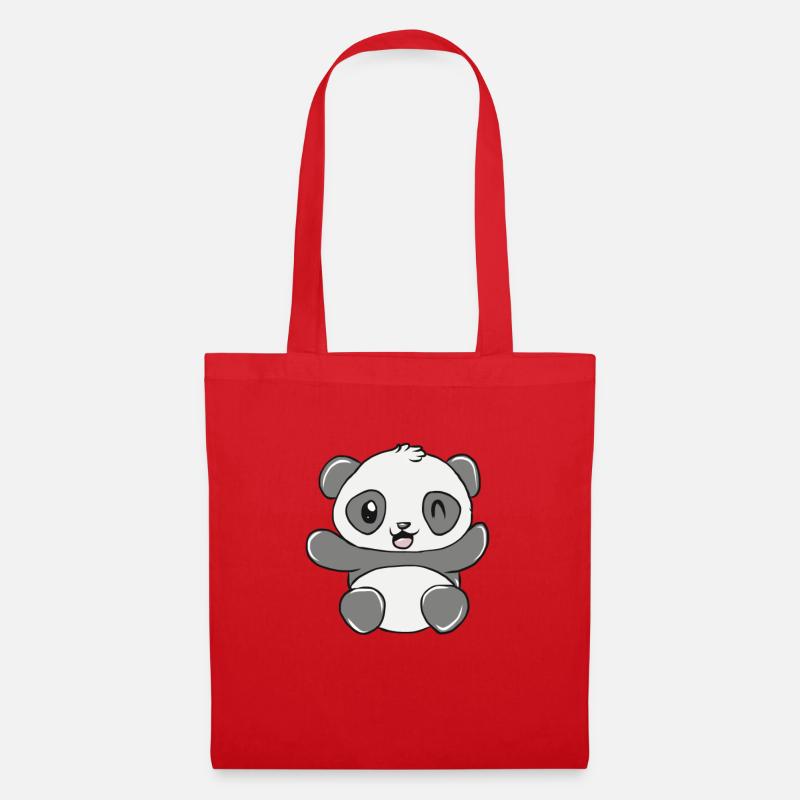 panda - Sac en tissu - rouge