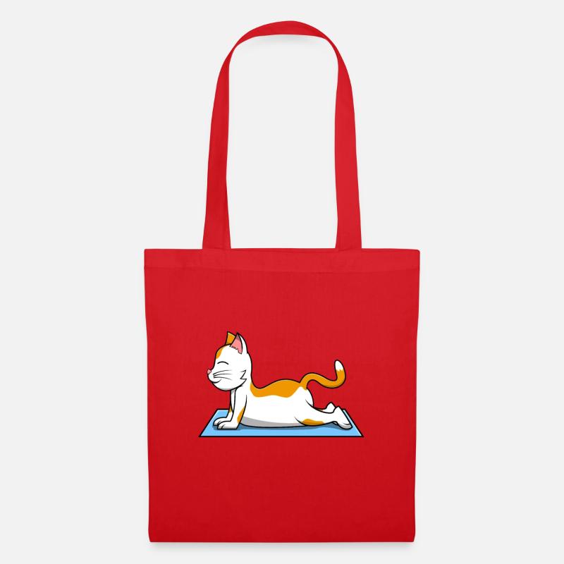 Katze Yoga - Stoffbeutel - Rot