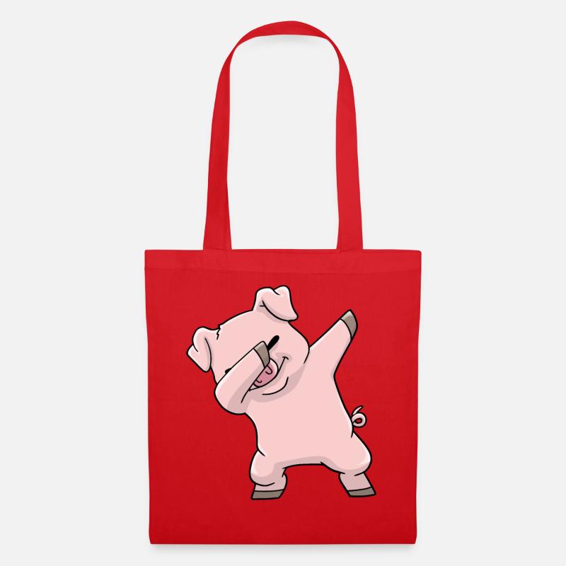 Schwein Kawaii Dabbing - Stoffbeutel - Rot