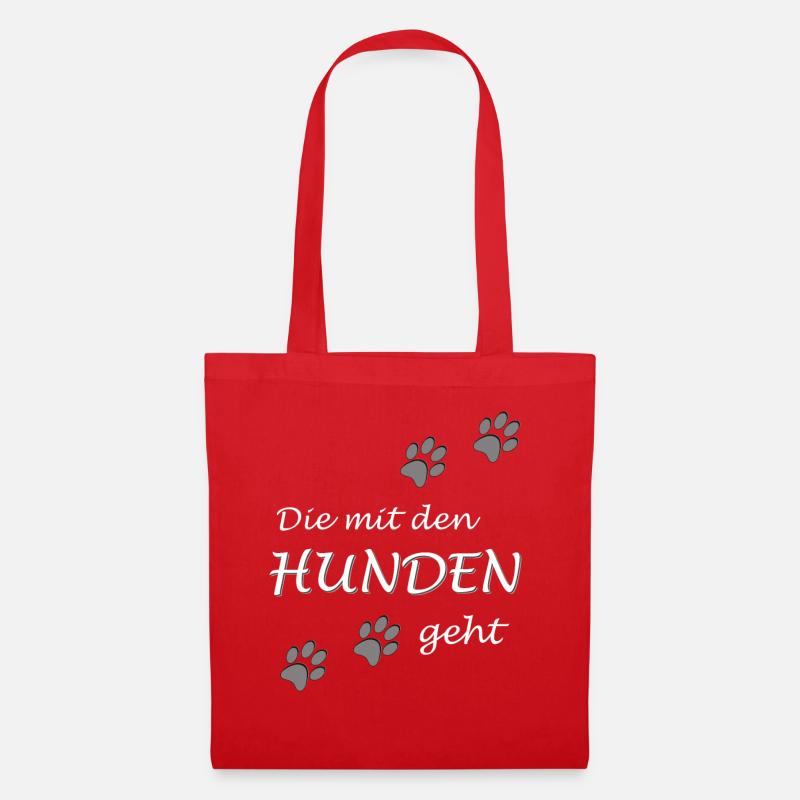 Die mit den Hunden geht, Dog Gassi Hundebesitzer - Stoffbeutel - Rot