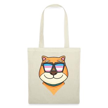 Transgender Shiba Inu Hund - Hund mit Brille - Stoffbeutel - Rot - Vorne