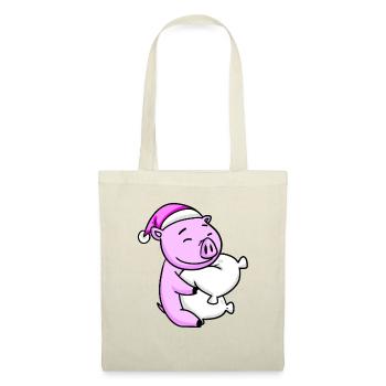 Cochon avec oreiller et bonnet de couchage - Sac en tissu - rouge - Devant