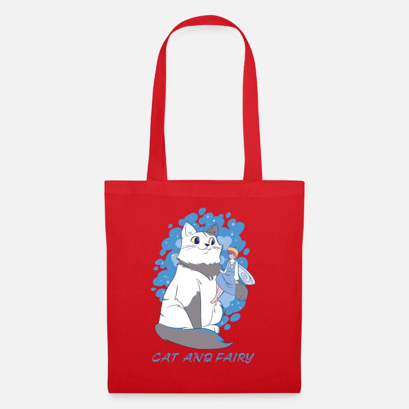 Chat et fée - Sac en tissu - rouge