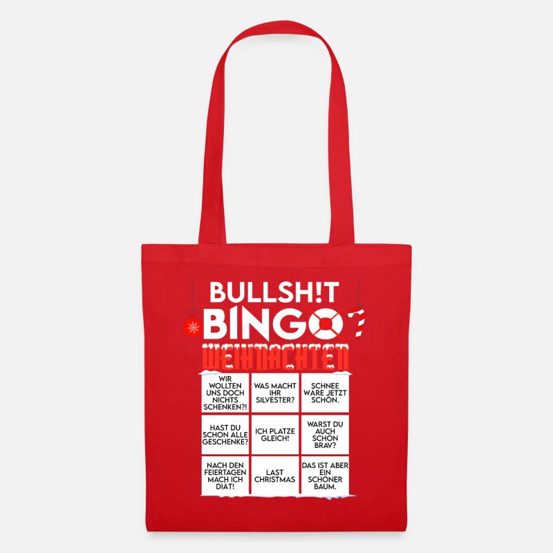 Weihnachten BINGO BULLSHIT - Stoffbeutel - Rot