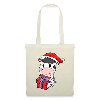 Christmas Cow Baby with Gift - Tote Bag - red - Front
