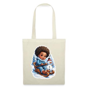 Winter fun with snowman and sleigh - Tote Bag - red - Front