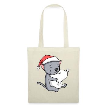 Chat Mignon Korat Chat Fatigué Noël - Sac en tissu - rouge - Devant