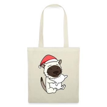 Chat, Mignon, Birman, Chat, Fatigué, Noël - Sac en tissu - rouge - Devant
