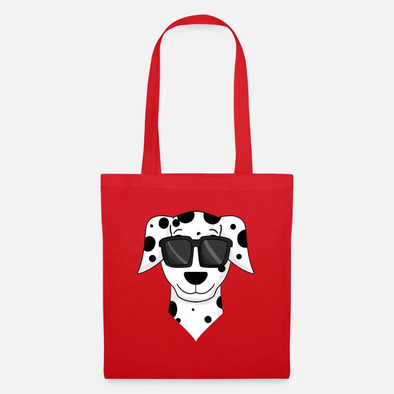 Dalmatiner Hund mit Brille - cooler Hund - Stoffbeutel - Rot