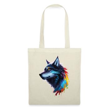 Regenbogen-Aquarell Wolf Spritzt - Stoffbeutel - Rot - Vorne