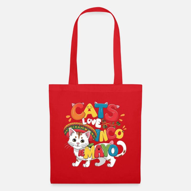 Fiesta Cat sur le thème du Cinco de Mayo - Sac en tissu - rouge