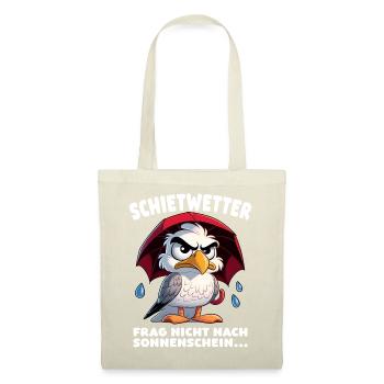 Schietwetter Spruch Lustige Möwe mit Regenschirm - Stoffbeutel - Rot - Vorne