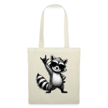 Waschbär mit Rock Pose Raccoon Rock Musik Musiker - Stoffbeutel - Rot - Vorne