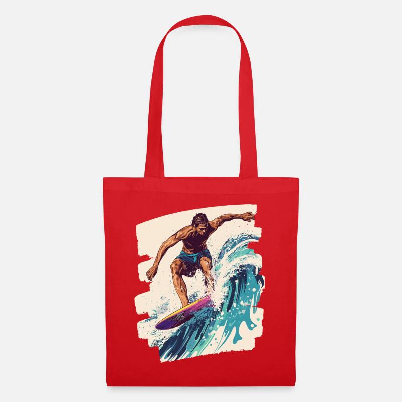 Surfer Surfing Surfboard Surfing - Tote Bag - red