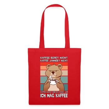 Lustige Morgenmuffel Kaffee Sprüche  - Stoffbeutel - Rot - Vorne
