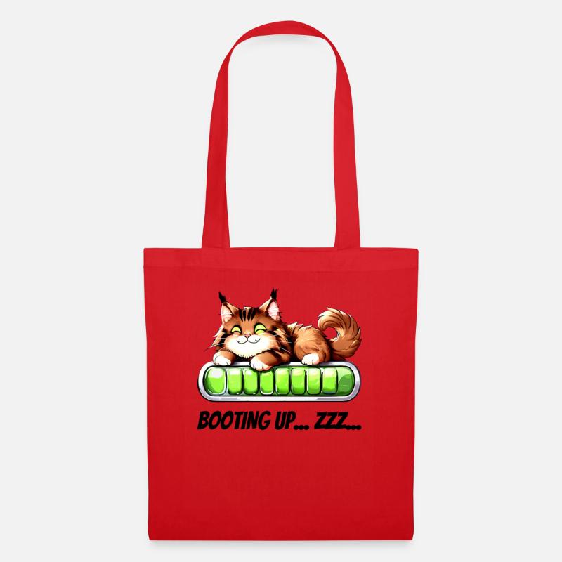 Booting Up Zzz - Chat in Nap Mode - Tote Bag - red