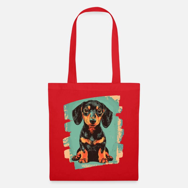 Teckel Dackel - Sac en tissu - rouge