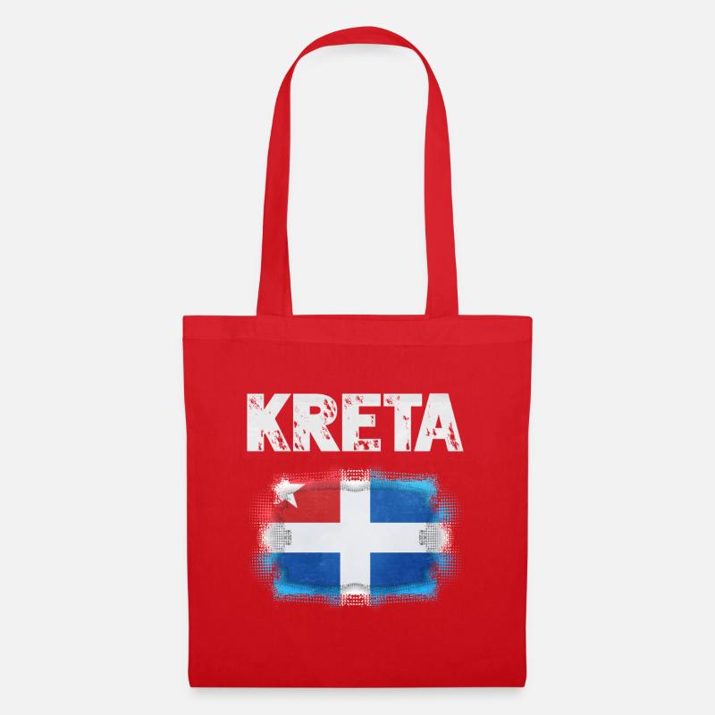 Kreta Flagge Design mit Wasserfarben-Effekt - Stoffbeutel - Rot