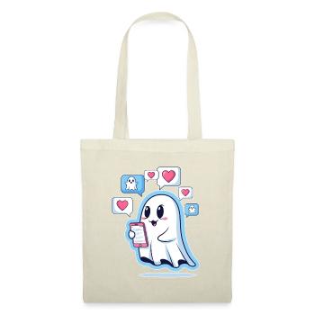 Cute ghost with smartphone - Tote Bag - red - Front
