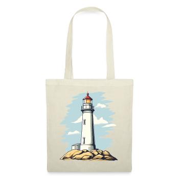 Motif côtier de phare sur le rocher - Sac en tissu - rouge - Devant