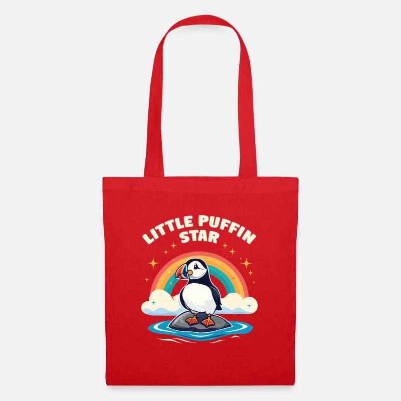 Kleiner Puffin Star – Papageitaucher Regenbogen - Stoffbeutel - Rot