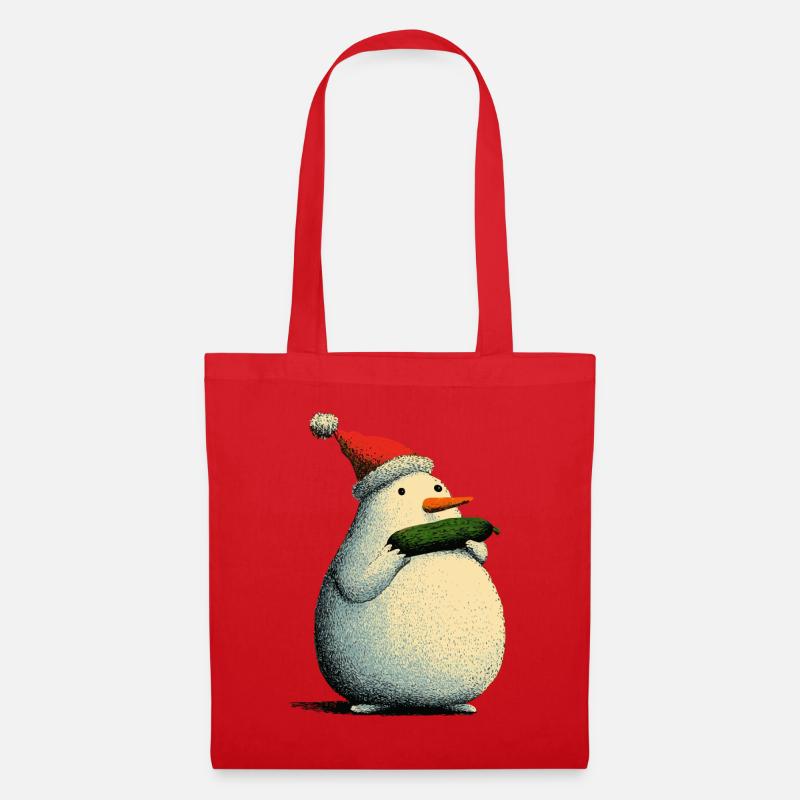 Christmas Snowman with Cucumber - Stoffbeutel - Rot