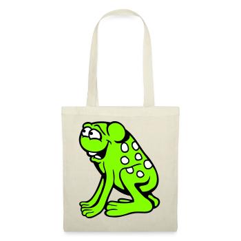 Frosch Kröte lacht lustig albern frech sitzt Comic - Stoffbeutel - Rot - Vorne